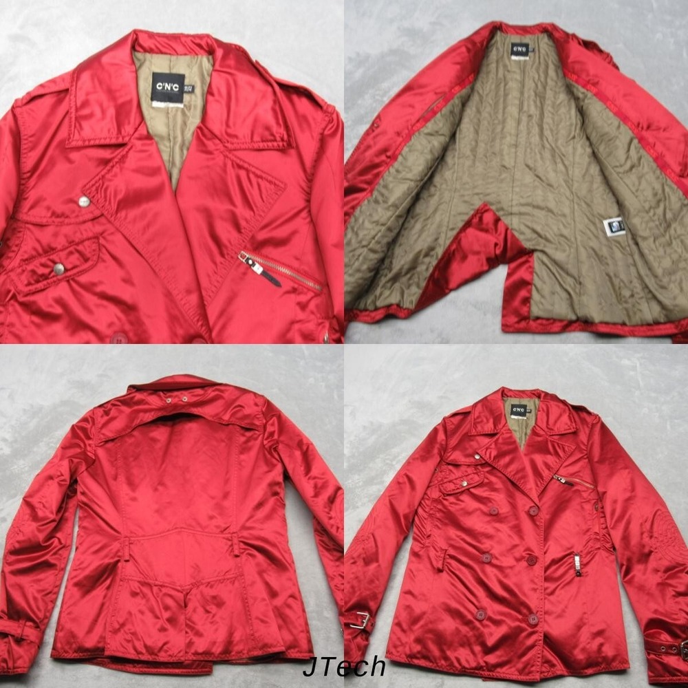 CNC Costume National Jacket Womens 28 XL Red Pocket Double Breast Buckle Vented